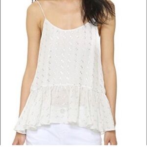 Club Monaco Benicia Metallic/Silk Ruffle Camisole - size M